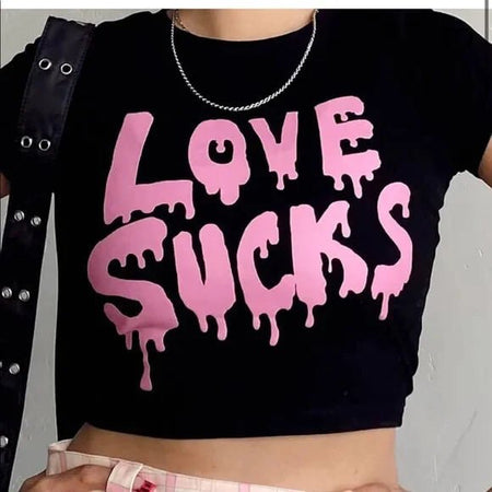 Love Sucks Black Baby Tee | Crop Top | physical by Acid House™ (formerly Zyra Drip)