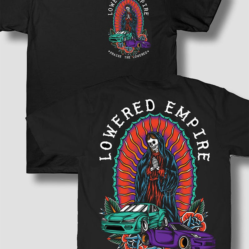 Lowered Empire Oversized Streetwear T-Shirt – Skull & Car Graphic Tee for Men | physical by Acid House™ (formerly Zyra Drip)