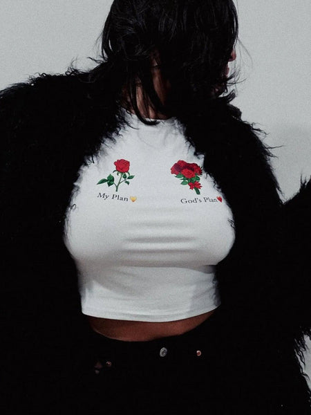 My Plan God’s Plan Women’s Baby Tee – Slim Fit Graphic Crop Top | physical by Acid House™ (formerly Zyra Drip)