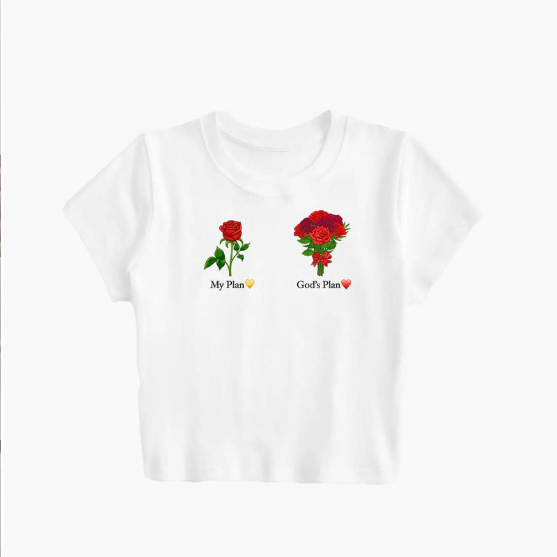 My Plan God’s Plan Women’s Baby Tee – Slim Fit Graphic Crop Top | physical by Acid House™ (formerly Zyra Drip)
