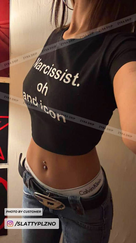 Narcissist Oh and Icon Baby Tee – Black Crop Top | physical by Acid House™ (formerly Zyra Drip)