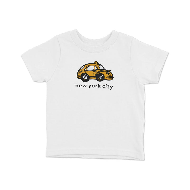 NYC Taxi Baby Tee | White New York City Graphic Crop Top - Y2K Aesthetic Tee for Women | physical by Acid House™ (formerly Zyra Drip)