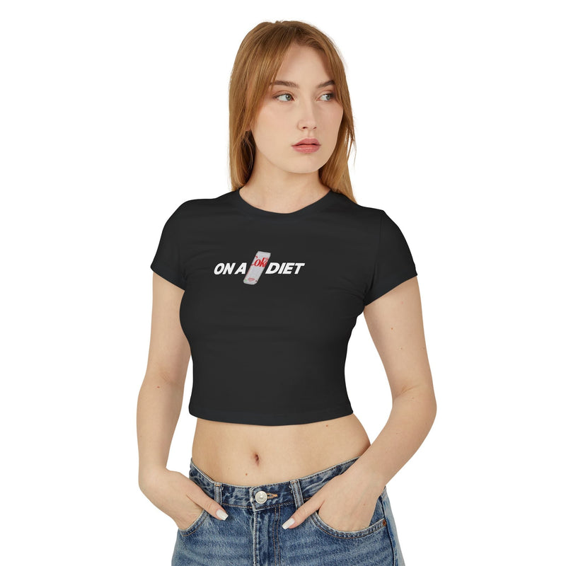 On A Diet Black Baby Tee for Women | Trendy Graphic Crop Top | physical by Acid House™ (formerly Zyra Drip)
