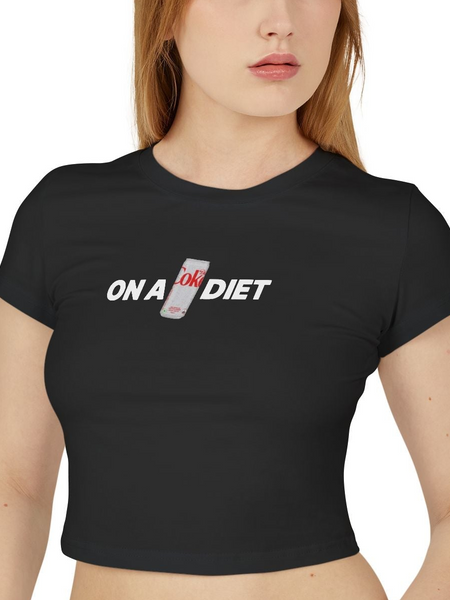 On A Diet Black Baby Tee for Women | Trendy Graphic Crop Top