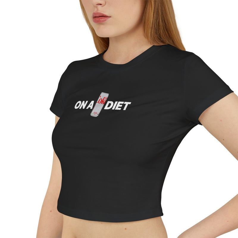 On A Diet Black Baby Tee for Women | Trendy Graphic Crop Top | physical by Acid House™ (formerly Zyra Drip)