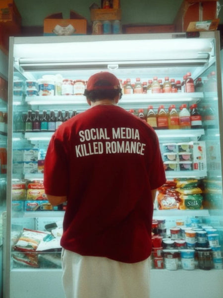Oversized “Social Media Killed Romance” White Graphic Tee | physical by Acid House™ (formerly Zyra Drip)