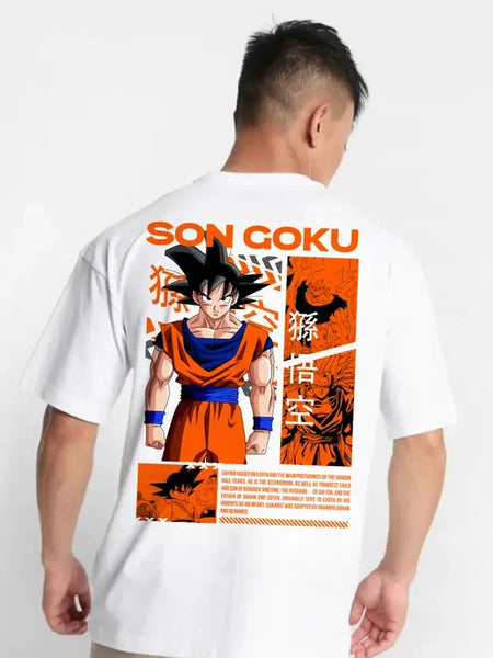 Oversized Son Goku Anime Graphic Tee – White | Dragon Ball Inspired Streetwear | physical by Acid House™ (formerly Zyra Drip)