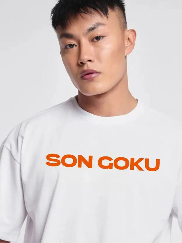 Oversized Son Goku Anime Graphic Tee – White | Dragon Ball Inspired Streetwear | physical by Acid House™ (formerly Zyra Drip)