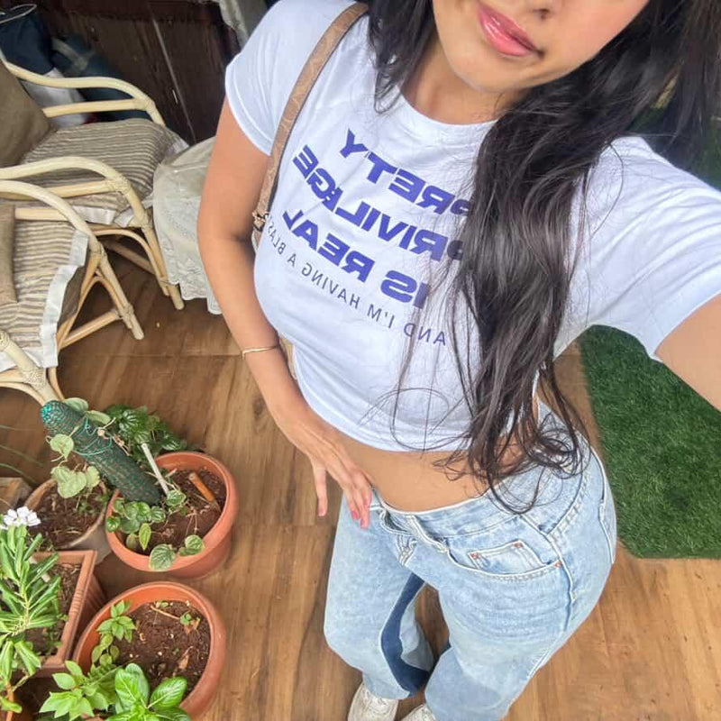 Pretty Privilege Baby Tee – Trendy Fitted Crop Top for Women | physical by Acid House™ (formerly Zyra Drip)