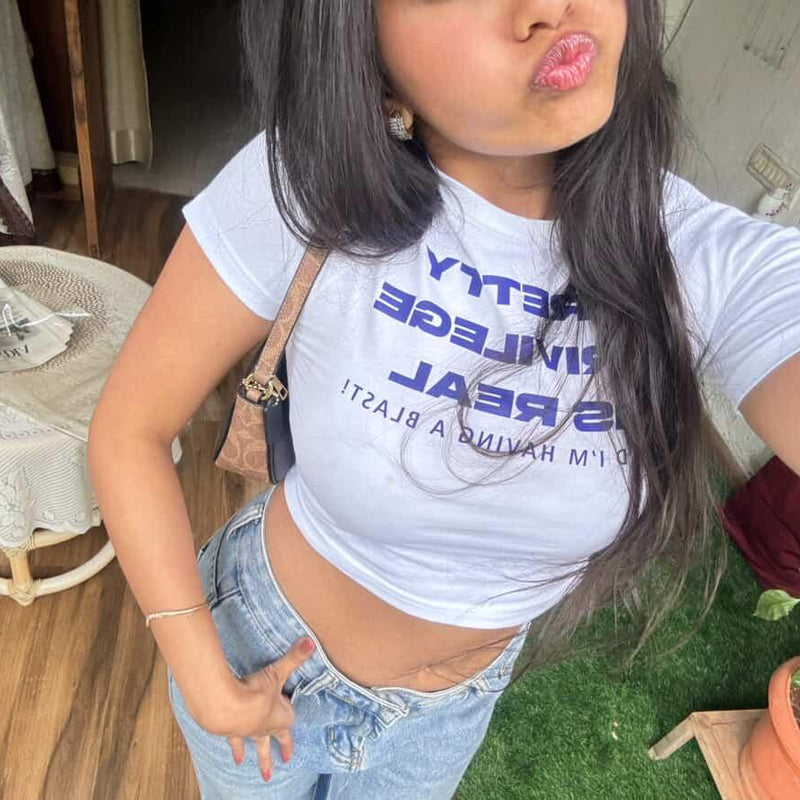 Pretty Privilege Baby Tee – Trendy Fitted Crop Top for Women | physical by Acid House™ (formerly Zyra Drip)