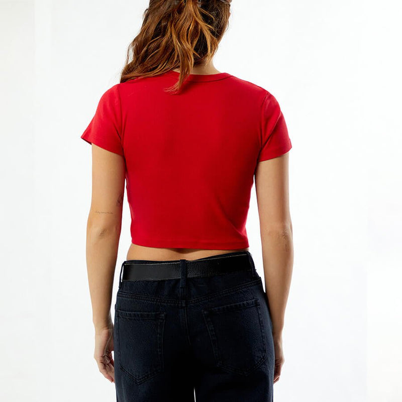 Red Bow Baby Tee for Women – Cute Graphic Cropped Red Tee | physical by Acid House™ (formerly Zyra Drip)