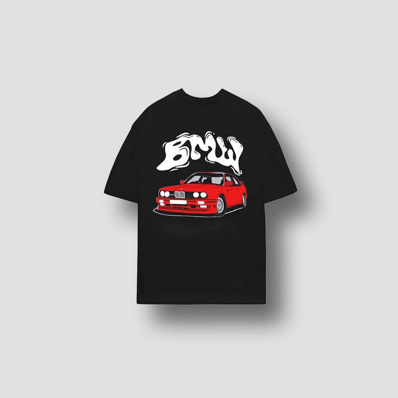 Red Car BMW Graphic Oversized Unisex T-Shirt | Vintage BMW T-Shirt | physical by Acid House™ (formerly Zyra Drip)