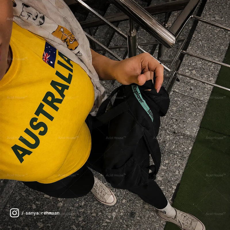 Australia Baby Tee for Women | Yellow Y2K Crop Top | Acid House