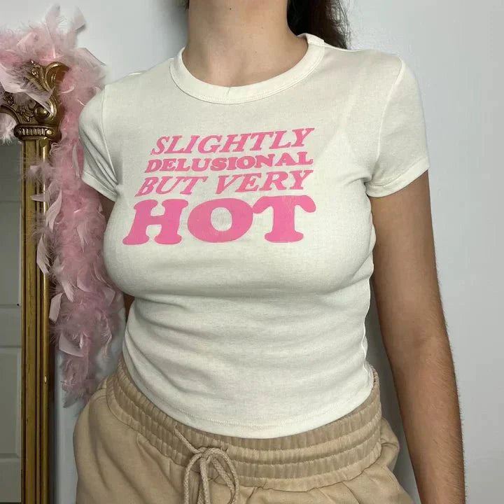 Slightly Delusional But Very Hot Baby Tee | Crop Top | physical by Acid House™ (formerly Zyra Drip)