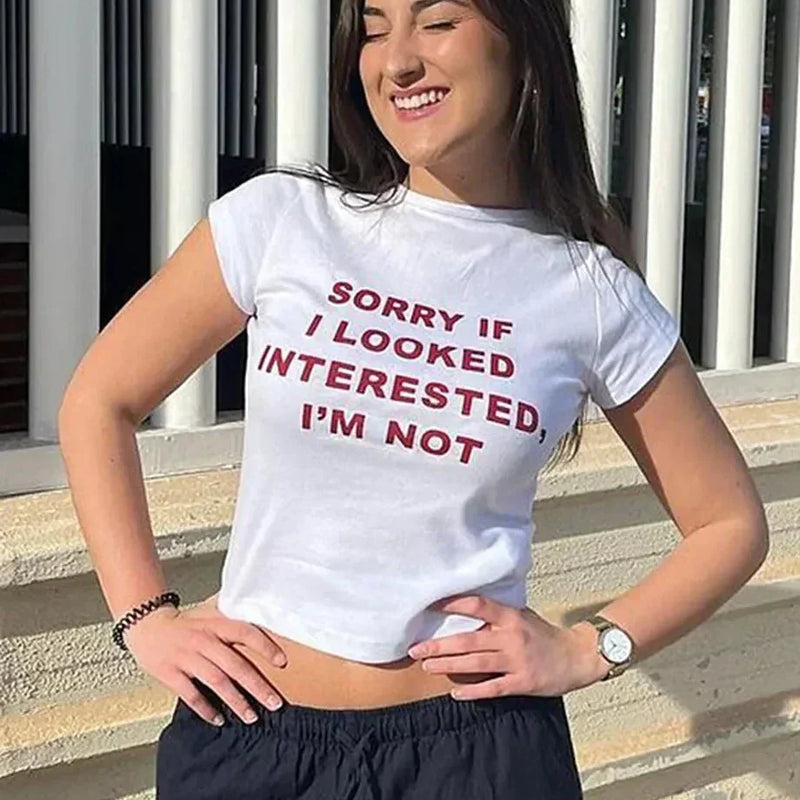 Sorry I Look Interested I'm Not Baby Tee | Crop Top | physical by Acid House™ (formerly Zyra Drip)