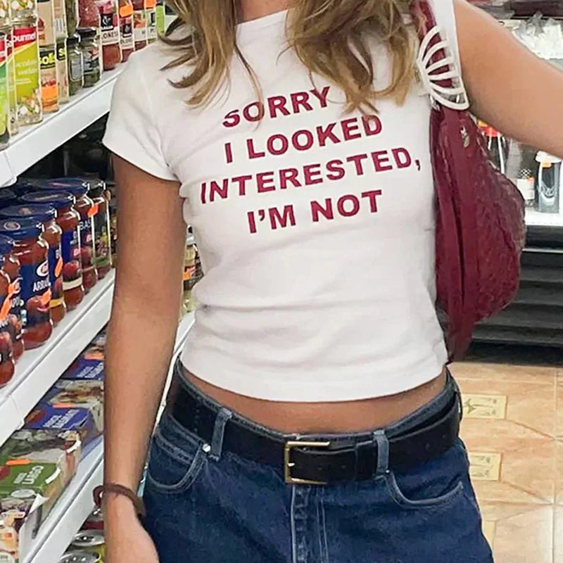 Sorry I Look Interested I'm Not Baby Tee | Crop Top | physical by Acid House™ (formerly Zyra Drip)