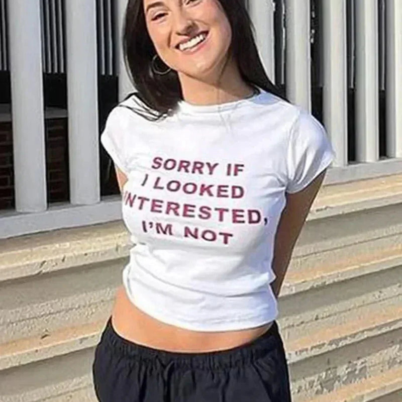 Sorry I Look Interested I'm Not Baby Tee | Crop Top | physical by Acid House™ (formerly Zyra Drip)