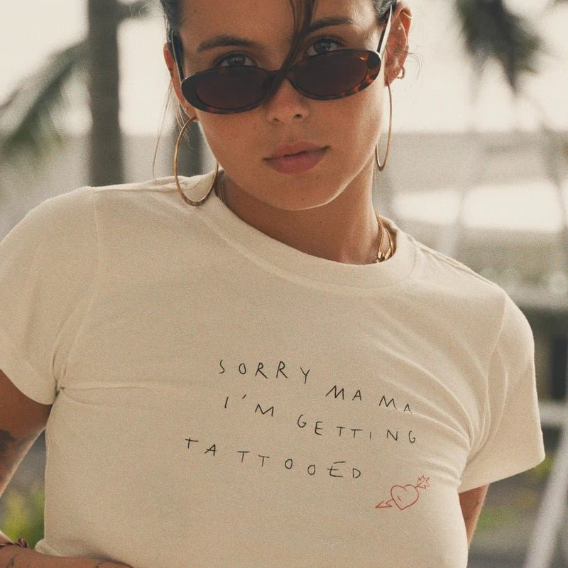 Sorry Mama Baby Tee – White Aesthetic Crop Top | physical by Acid House™ (formerly Zyra Drip)