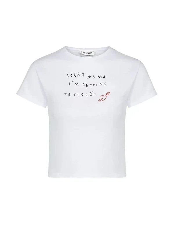 Sorry Mama Baby Tee – White Aesthetic Crop Top | physical by Acid House™ (formerly Zyra Drip)