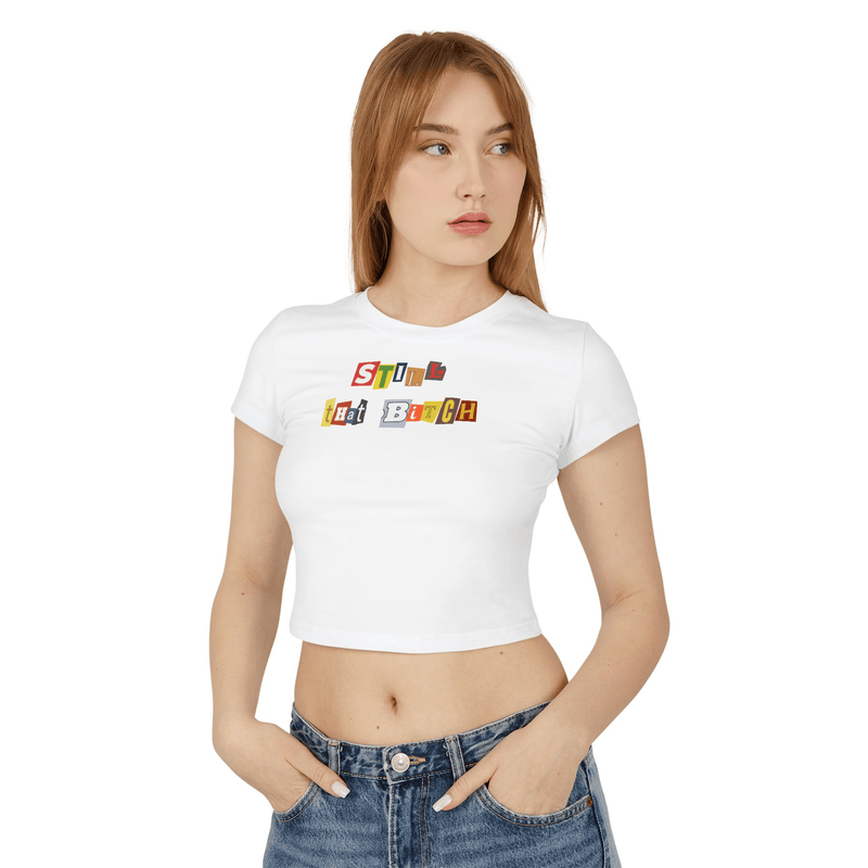 Still That Bitch Graphic Tee – White Crop Top for Gen Z Girlies | physical by Acid House™ (formerly Zyra Drip)