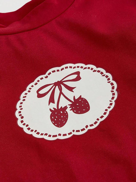 Strawberry Red Baby Tee for Women – Belta 02 Aesthetic Crop Top | Soft Cotton Slim Fit T-Shirt | physical by Acid House™ (formerly Zyra Drip)