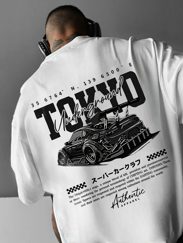 Tokyo Underground Oversized T-Shirt for Men – Premium Cotton, Streetwear Car Graphic | physical by Acid House™ (formerly Zyra Drip)