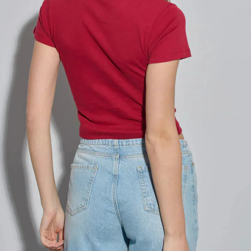Too Expensive Girl Baby Tee – Red Fitted Crop Top for Women | physical by Acid House™ (formerly Zyra Drip)