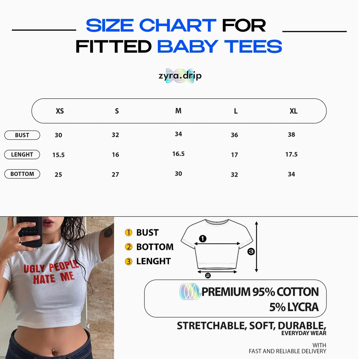 Women’s White Logo Baby Tee – Slim Fit Cotton Crop Top for Women | physical by Acid House™ (formerly Zyra Drip)