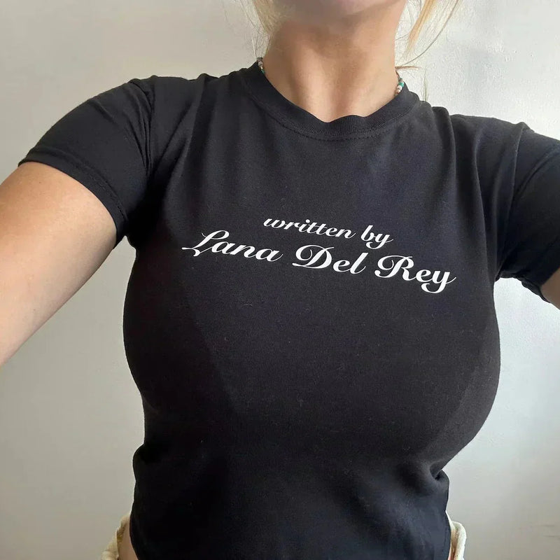 Written by Lana Del Rey Baby Tee – Black Baby Tee | Crop Top | physical by Acid House™ (formerly Zyra Drip)