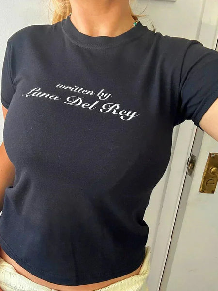 Written by Lana Del Rey Baby Tee – Black Baby Tee | Crop Top | physical by Acid House™ (formerly Zyra Drip)