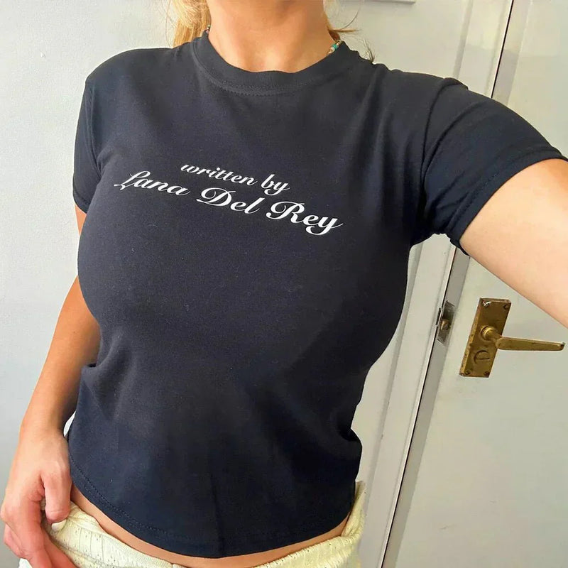 Written by Lana Del Rey Baby Tee – Black Baby Tee | Crop Top | physical by Acid House™ (formerly Zyra Drip)