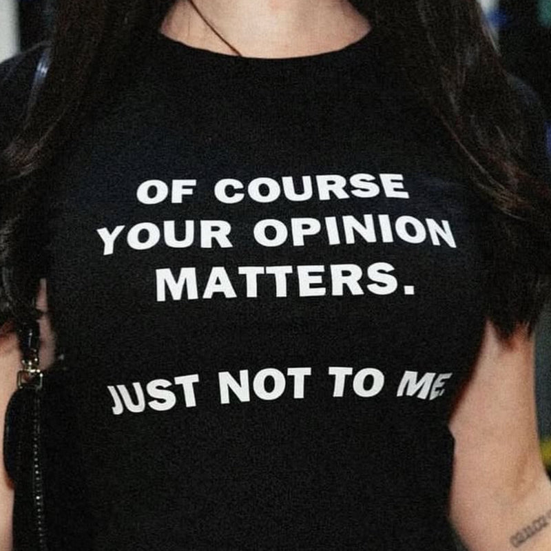 Your Opinion Matters Crop Top – Black Baby Tee for Women | physical by Acid House™ (formerly Zyra Drip)